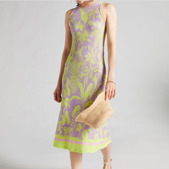 Farm Rio for Anthropologie✨Knit Floral Midi Dress- Purple/Green - Picture 1 of 10